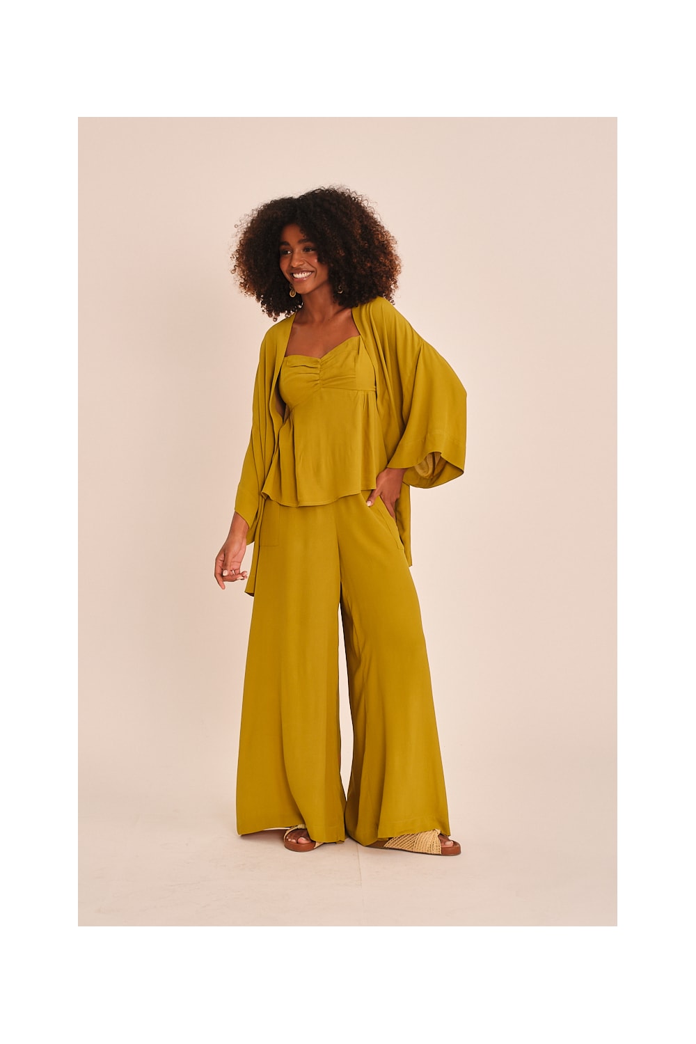Calca Viscose Peach Amarelo Camelo