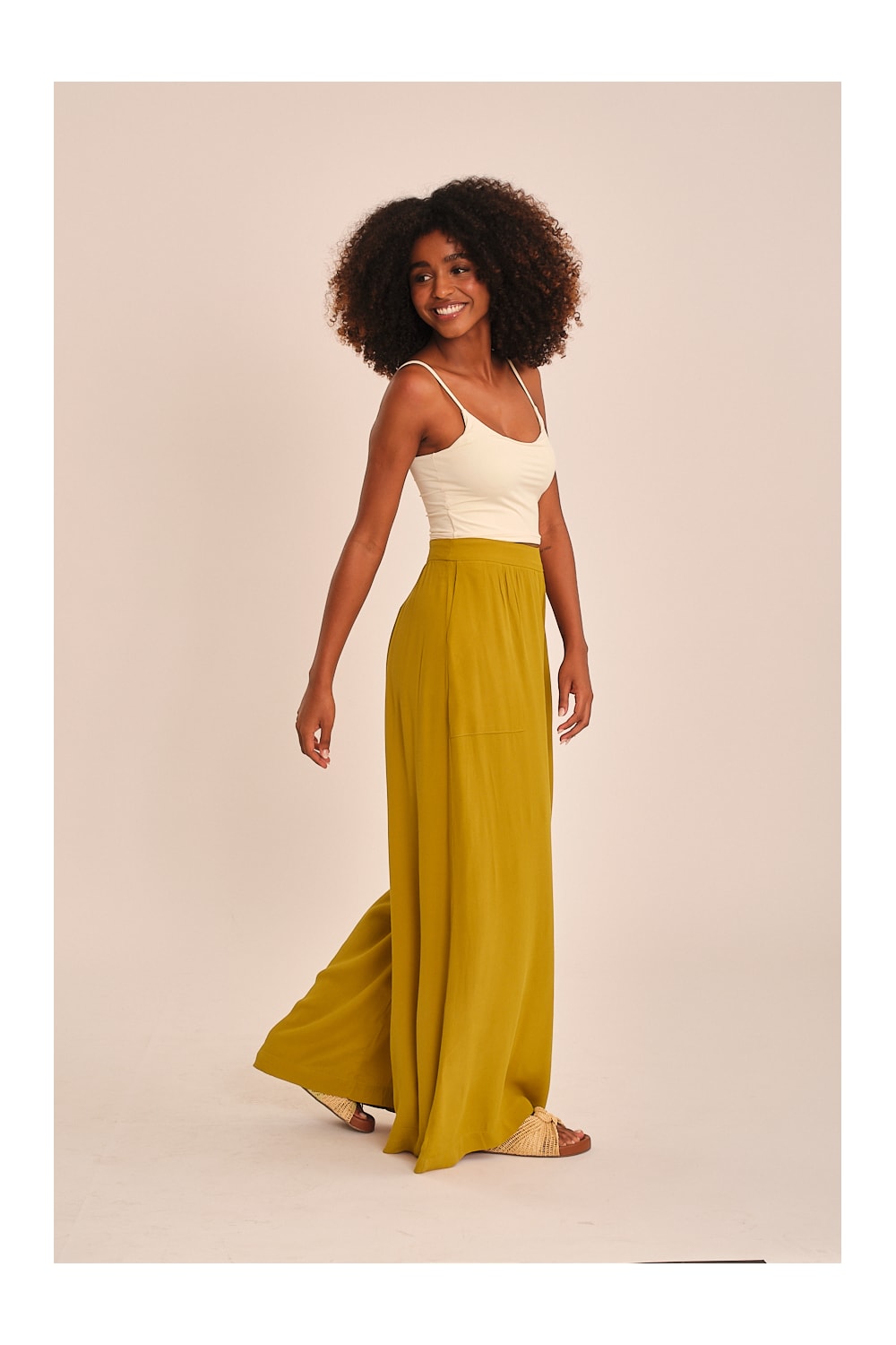 Calca Viscose Peach Amarelo Camelo