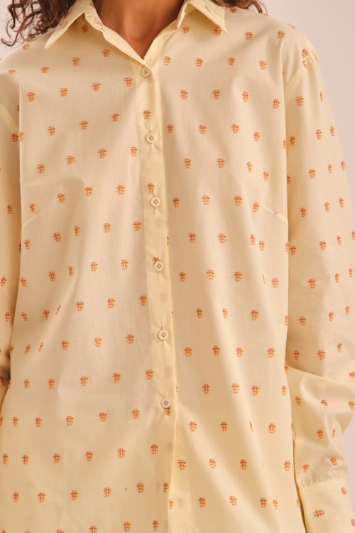 Camisa Algodão Bordado Off Perola - foto 3
