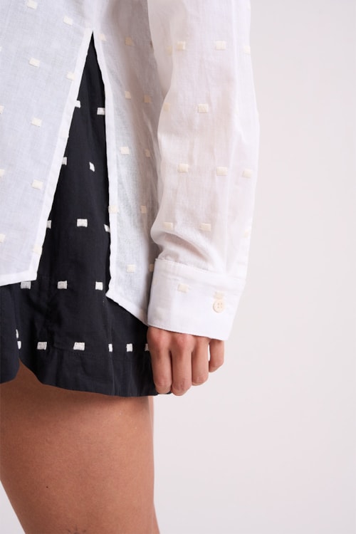 Camisa Bordado Lila Off - foto 2