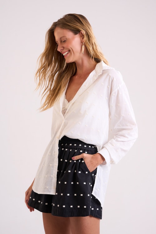 Camisa Bordado Lila Off - foto 3