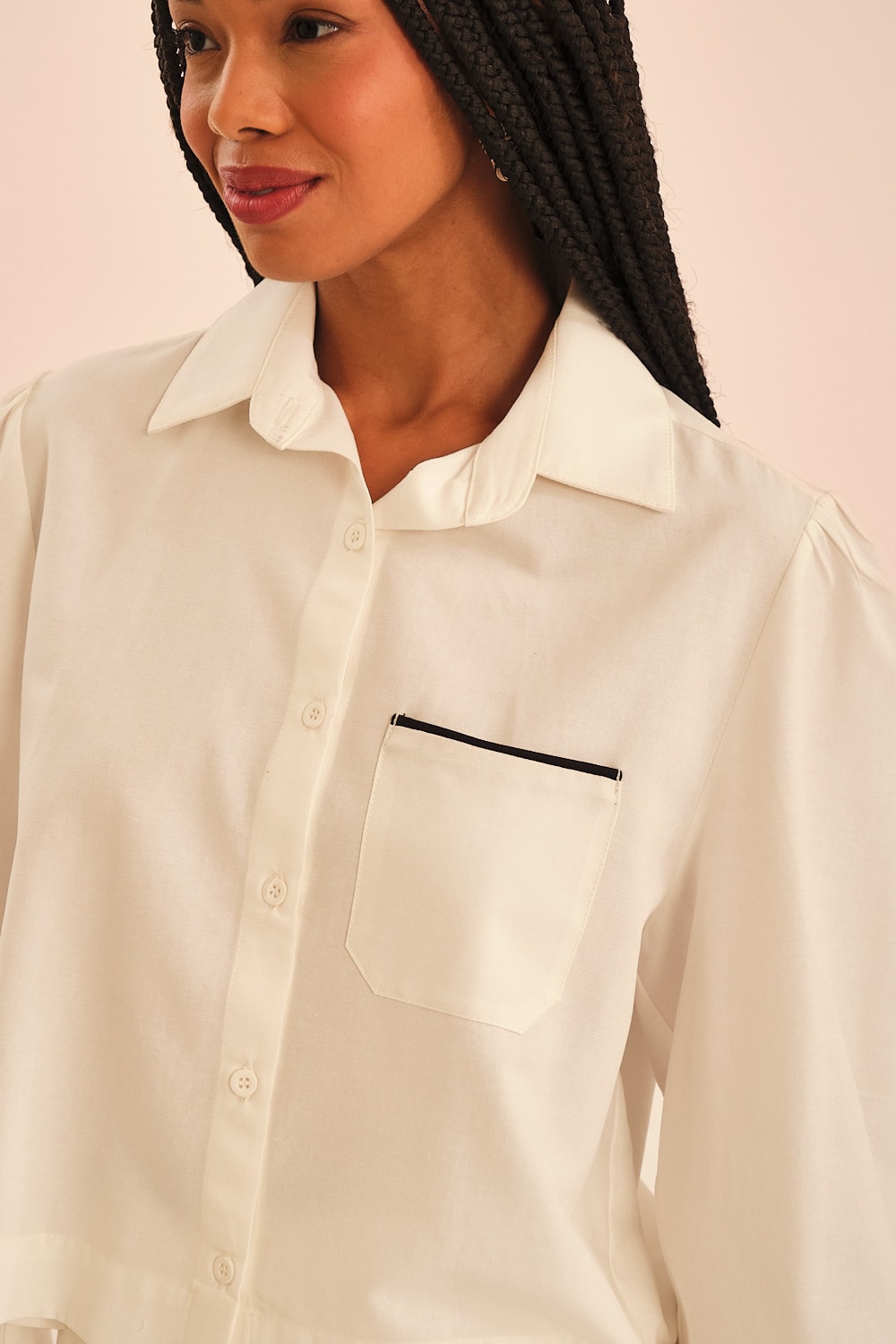 Camisa Cotton Detalhe Off