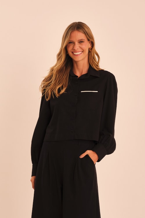 Camisa Cotton Detalhe Preto - foto 2