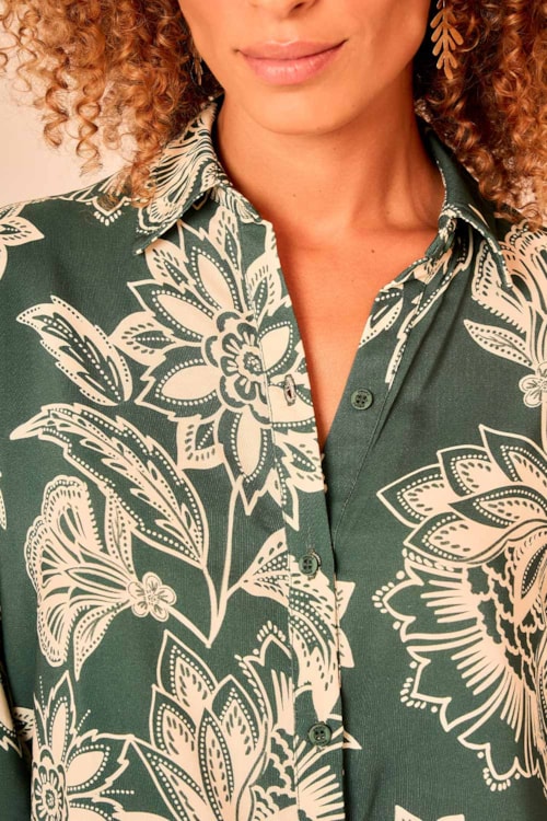 Camisa Jardim Bicolor Estampado - foto 2
