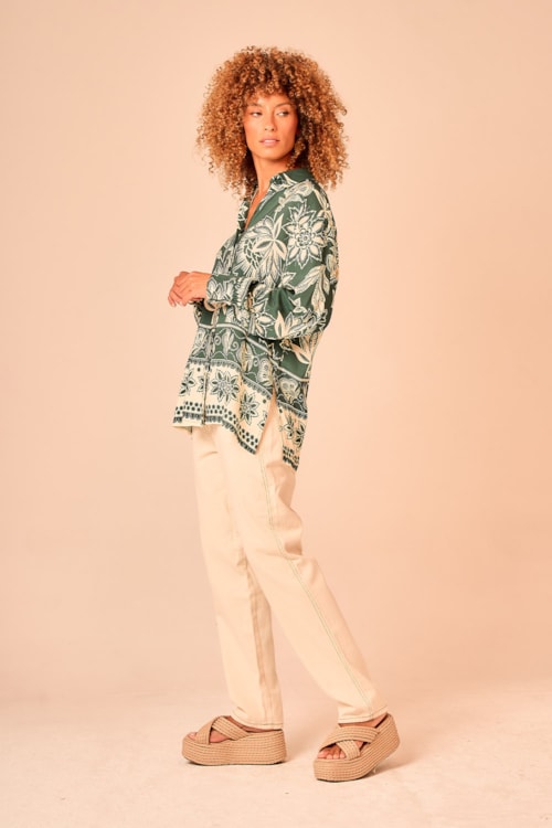 Camisa Jardim Bicolor Estampado - foto 3