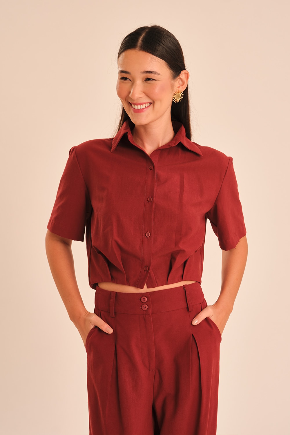 Camisa Jardim Vinho Tamara