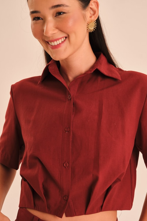 Camisa Jardim Vinho Tamara - foto 1