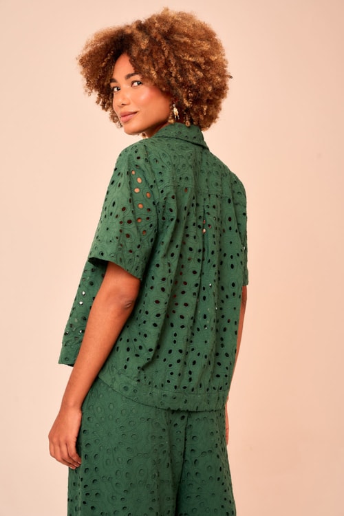 Camisa Laise Flower Verde Selva - foto 2