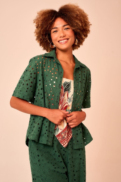 Camisa Laise Flower Verde Selva - foto 3