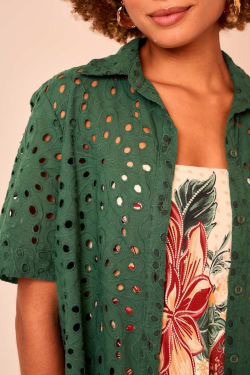 Camisa Laise Flower Verde Selva - foto 4
