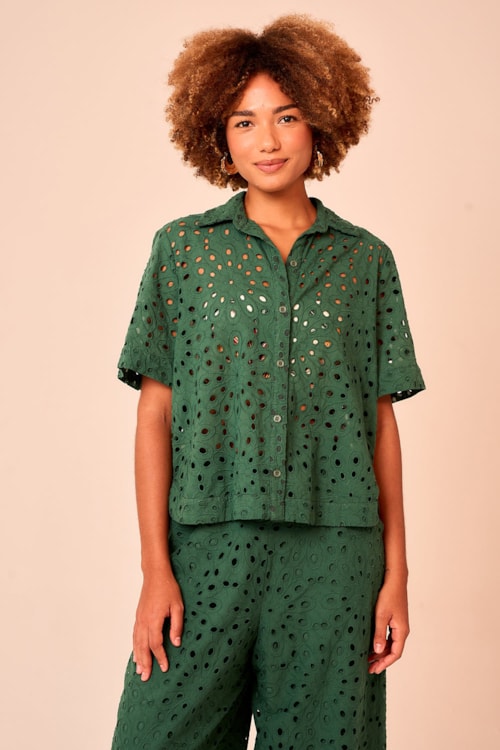 Camisa Laise Flower Verde Selva - foto 1