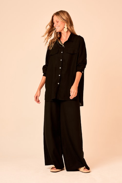 Camisa Linho Serena Preto - foto 3