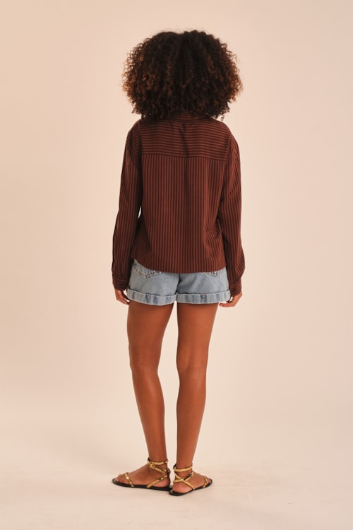 Camisa Listra Camel Listrado - foto 4