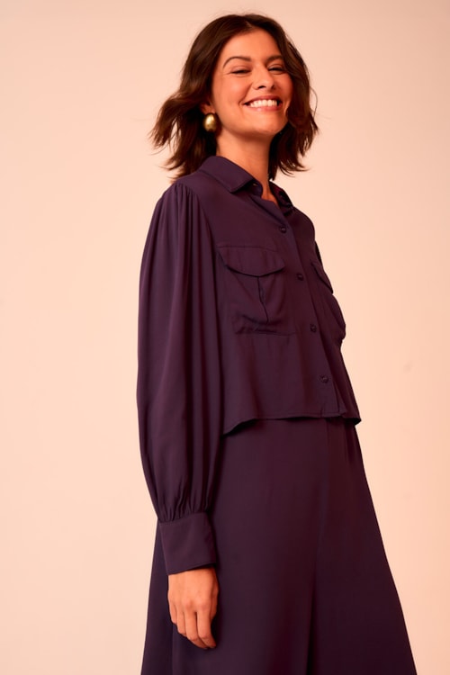 Camisa Orquidea Roxo Berinjela - foto 1