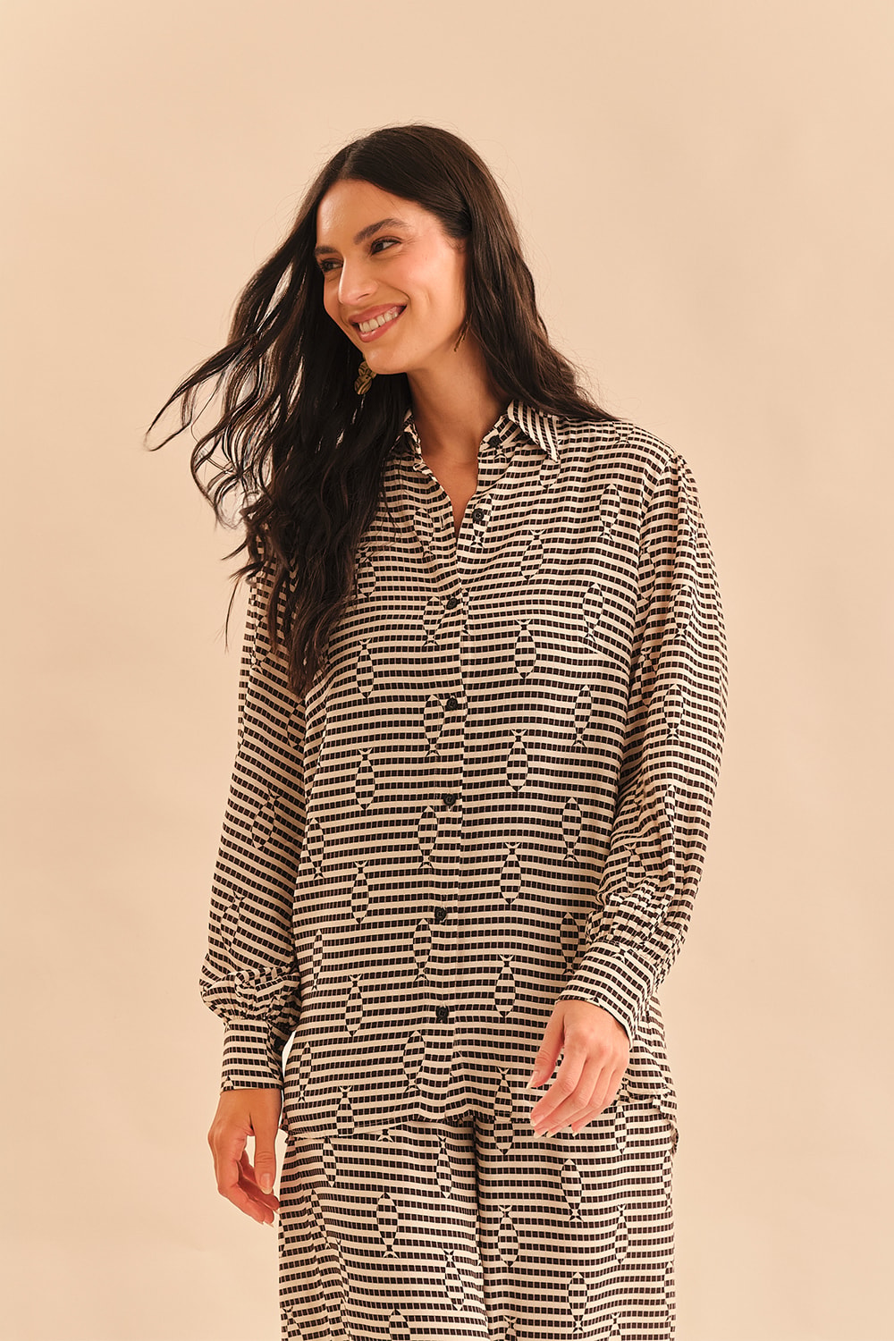 Camisa Peixe Abstrato Estampado