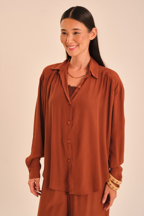 Camisa Tamara Marrom Argila - foto 2