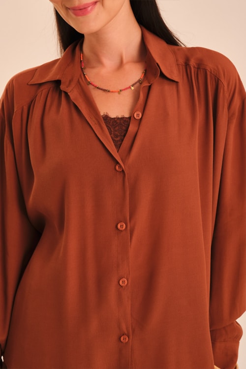 Camisa Tamara Marrom Argila - foto 1