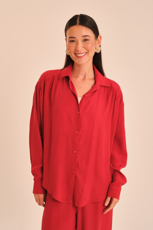 Camisa Tamara Vermelho Hibisco - foto 1