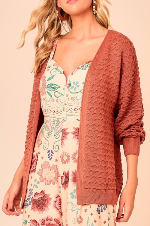 Cardigan Escamas Rosa Antigo - foto 4