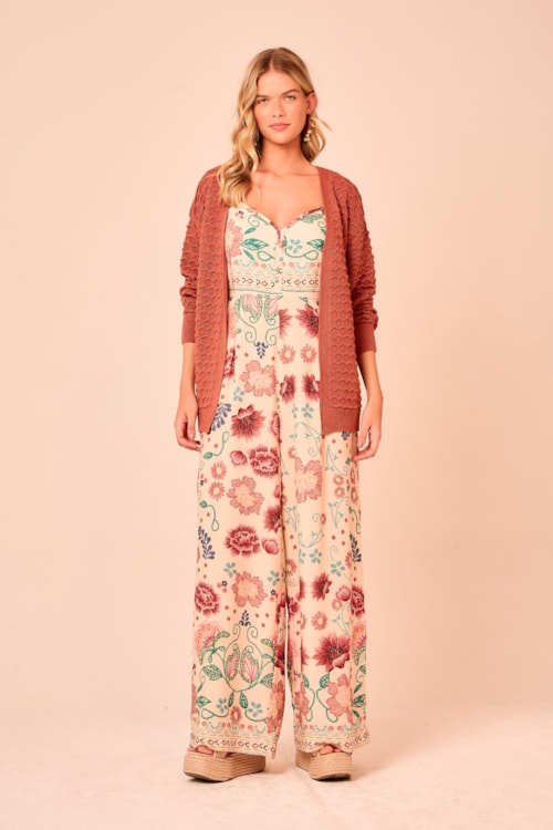 Cardigan Escamas Rosa Antigo - foto 1