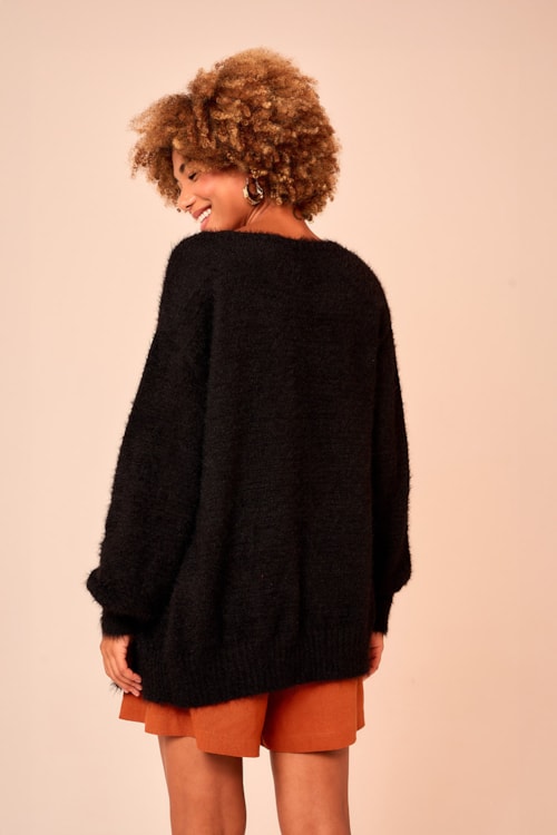 Cardigan Tricot Essencial Preto - foto 3