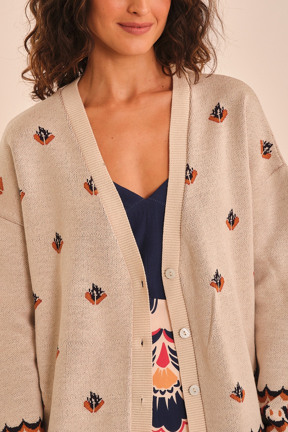 Cardigan Tricot Tapecaria Estampado