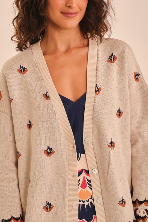 Cardigan Tricot Tapecaria Estampado - foto 4