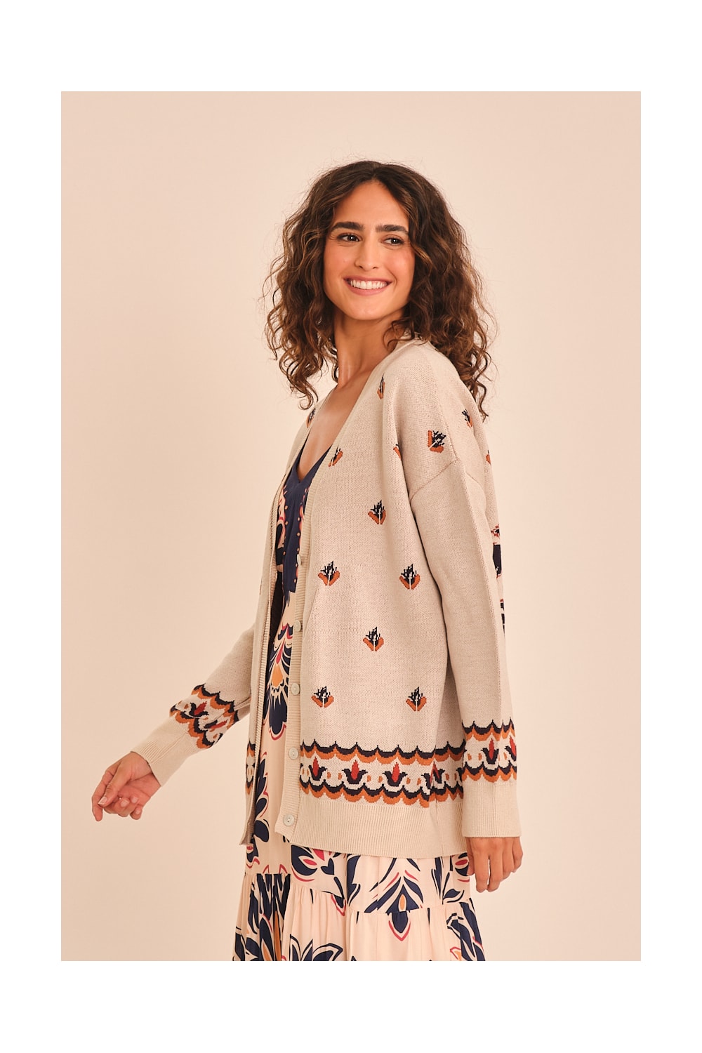 Cardigan Tricot Tapecaria Estampado