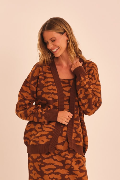Casaco Jacquard Onca Estampado - foto 1