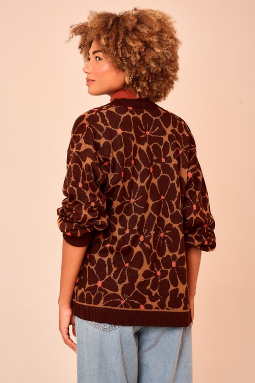 Casaco Tricot Floral Estampado - foto 3