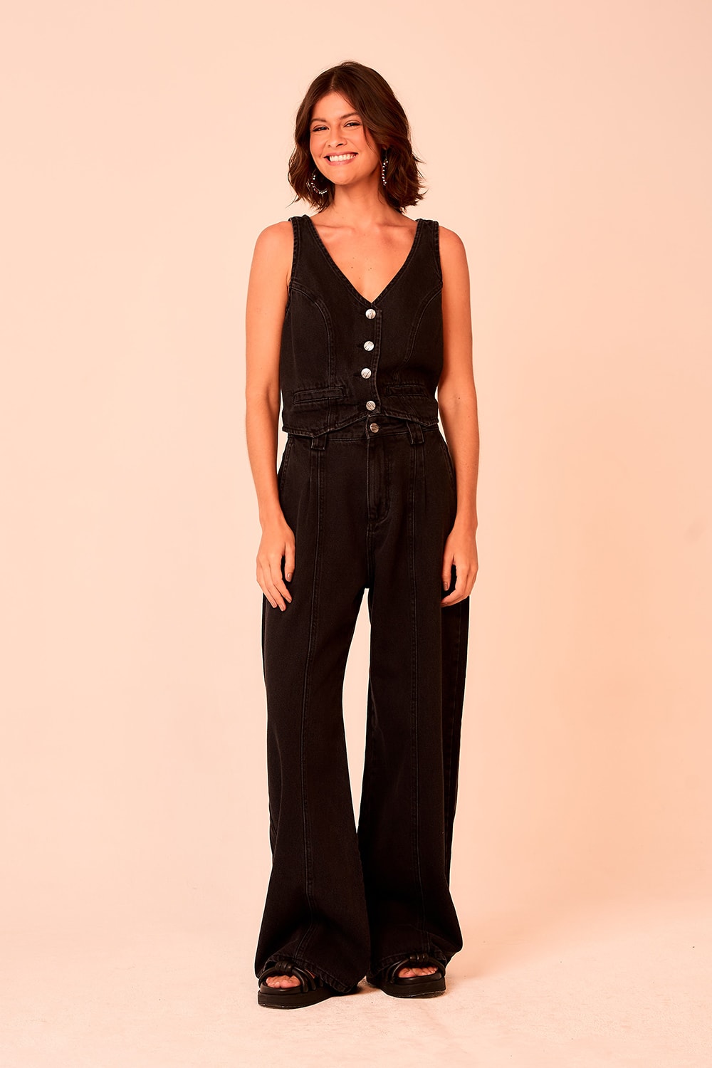 Colete Jeans Black Preto