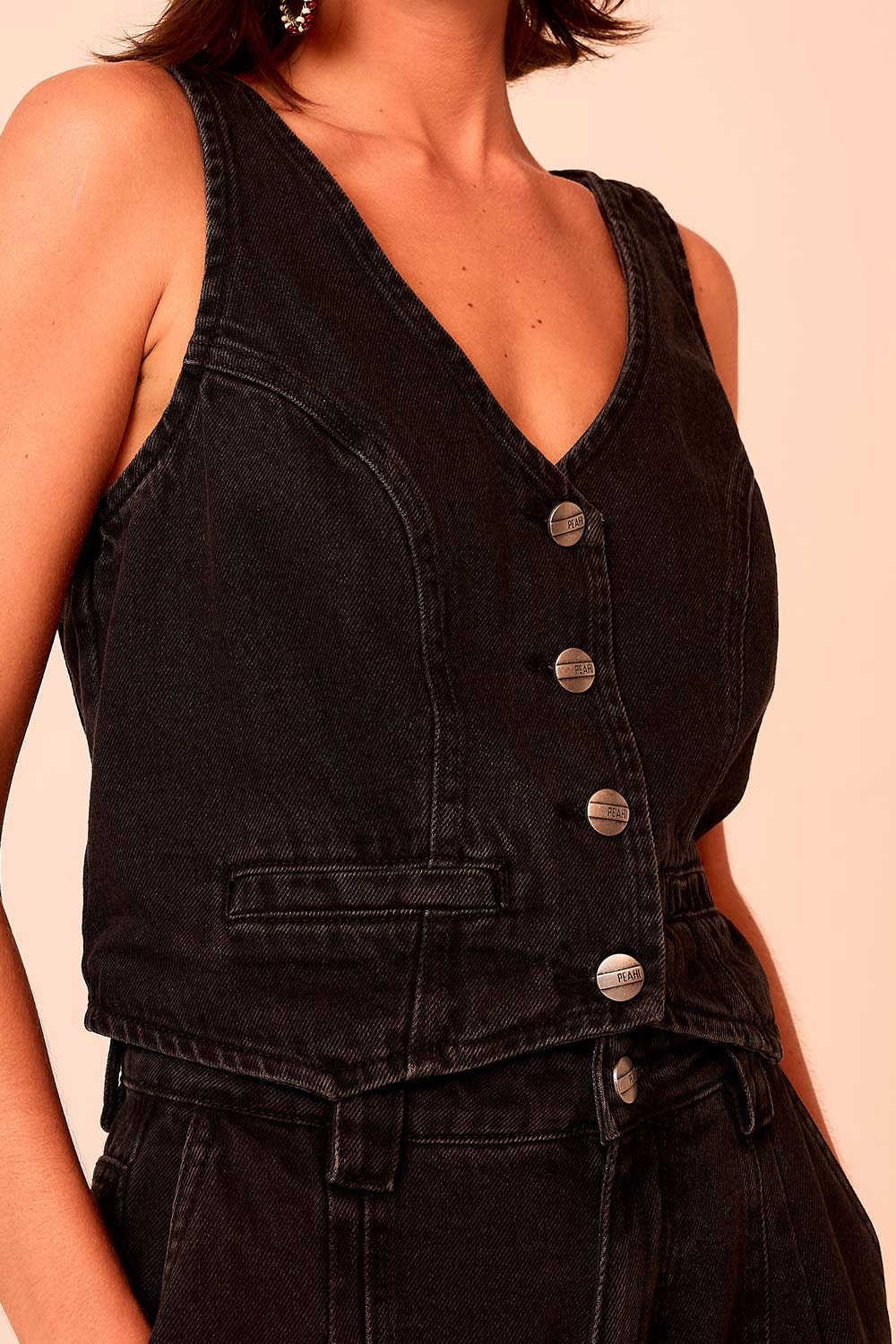 Colete Jeans Black Preto
