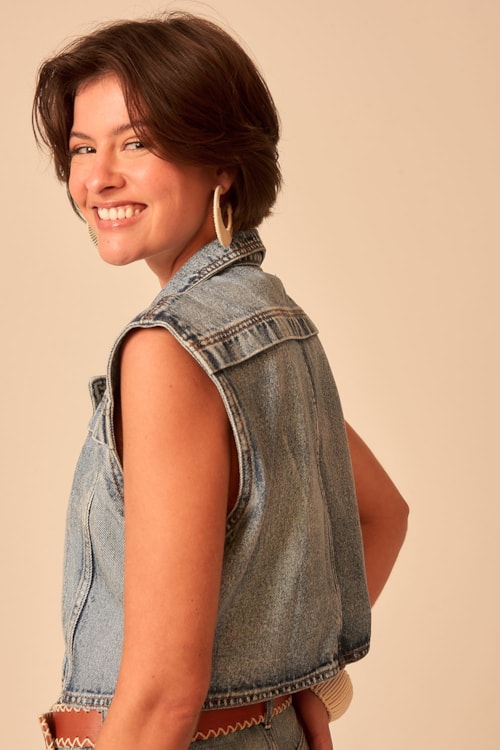 Colete Jeans Marmorizado Jeans - foto 5