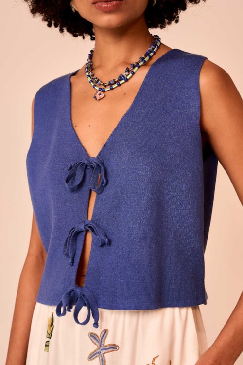 Colete Tricot Amarracao Azul Gruta - foto 2