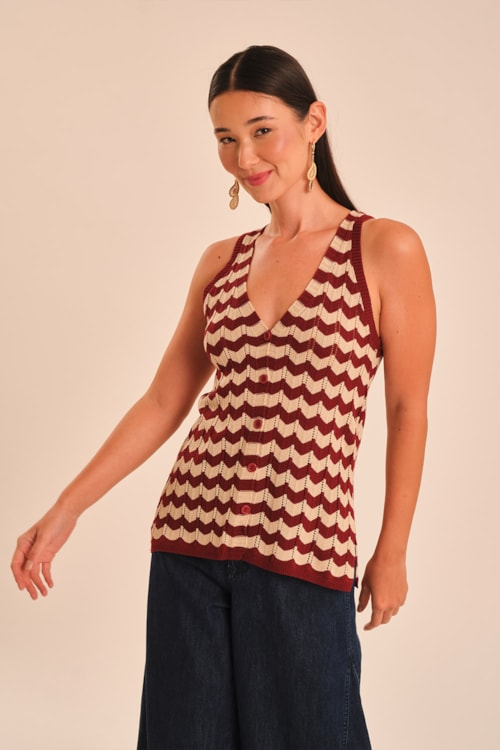 Colete Tricot Listra Tamara Listrado - foto 3