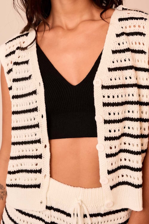 Colete Tricot Listras Listrado - foto 4