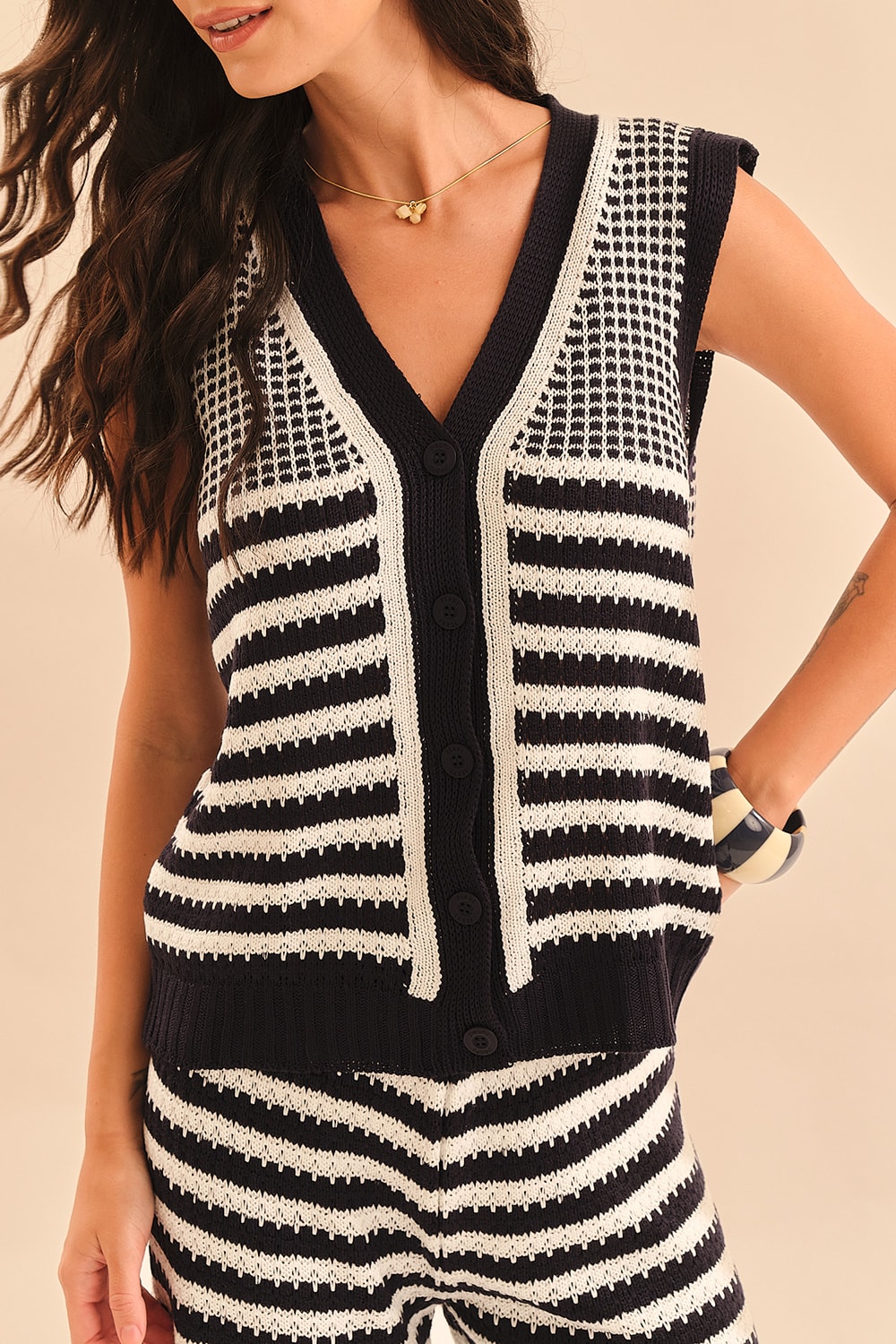 Colete Tricot Porto Bicolor