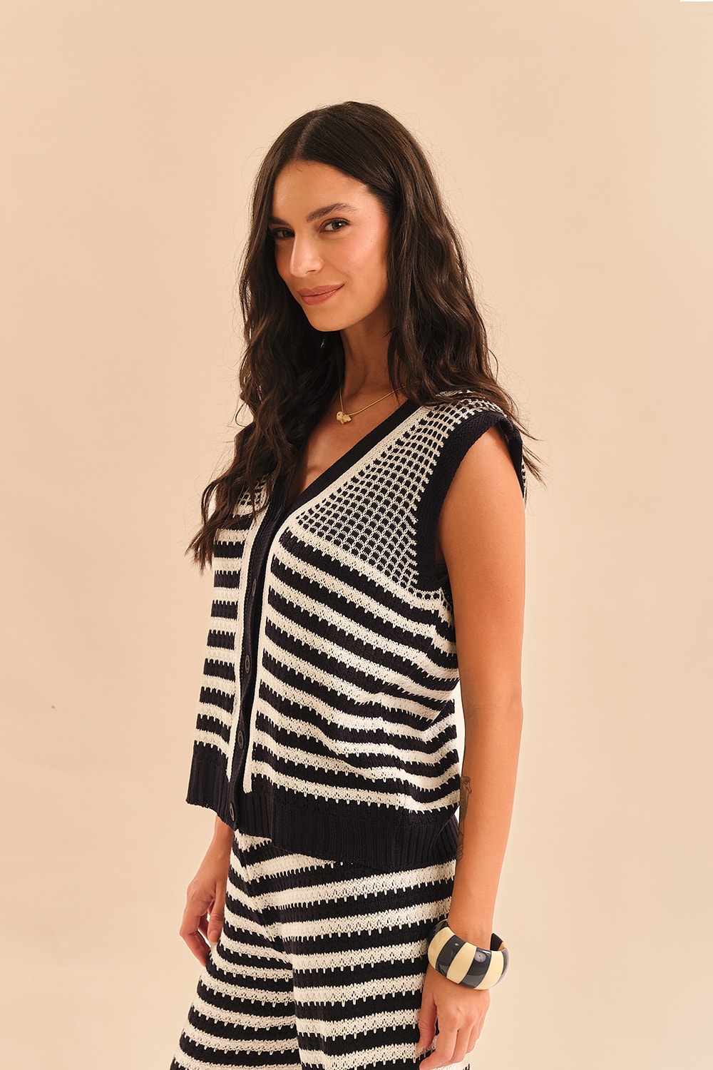 Colete Tricot Porto Bicolor