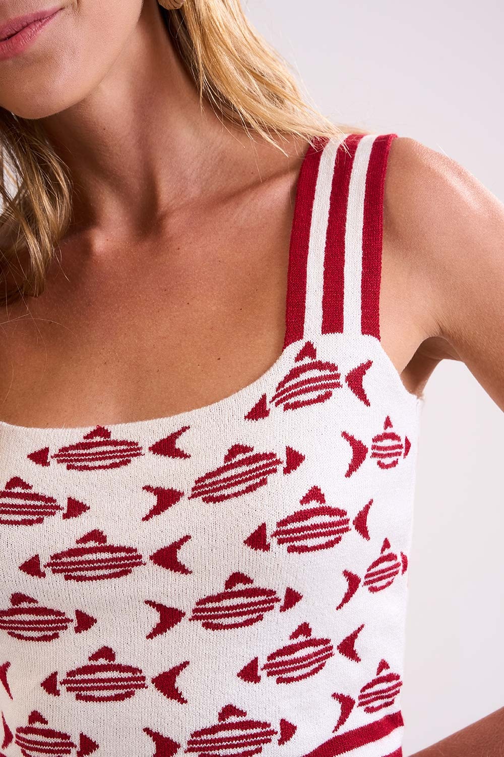 Cropped Tricot Jacquard Peixinho Off