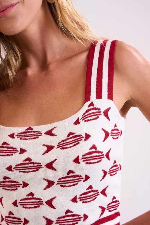 Cropped Tricot Jacquard Peixinho Off - foto 3