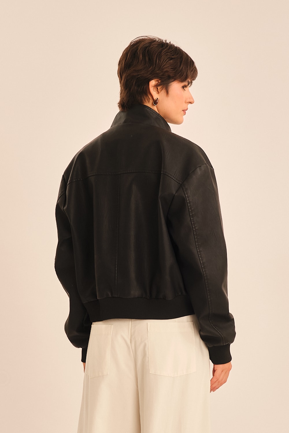 Jaqueta Bomber Pu Preto