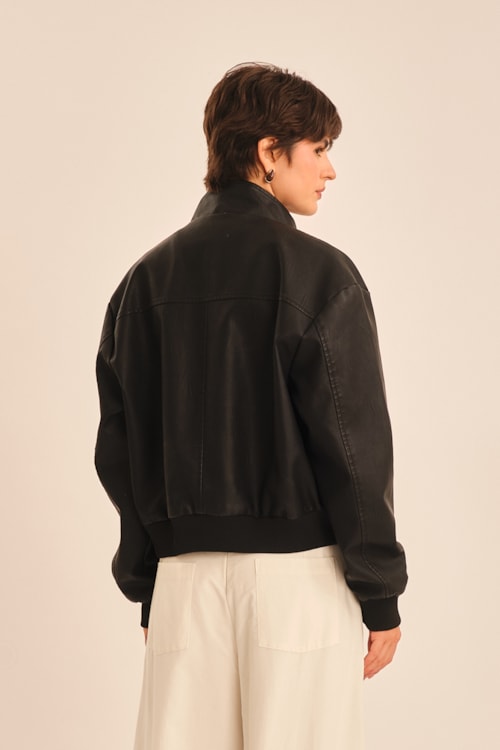 Jaqueta Bomber Pu Preto - foto 5