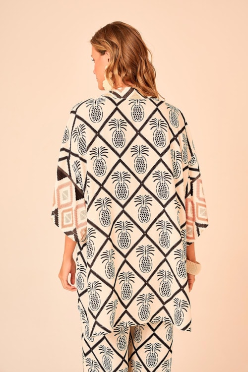 Kimono Abacaxi Barrado Estampado - foto 4