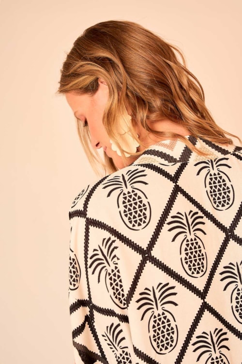 Kimono Abacaxi Barrado Estampado - foto 5
