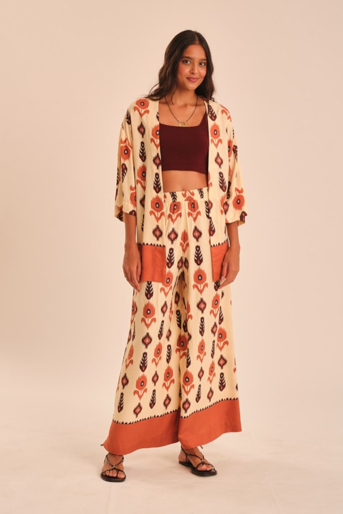 Kimono Barrado Ikat Estampado - foto 2