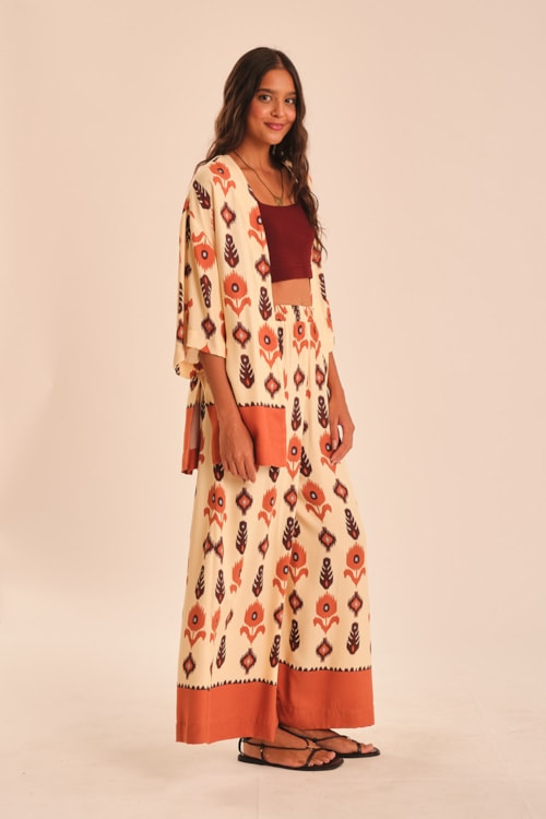 Kimono Barrado Ikat Estampado - foto 4