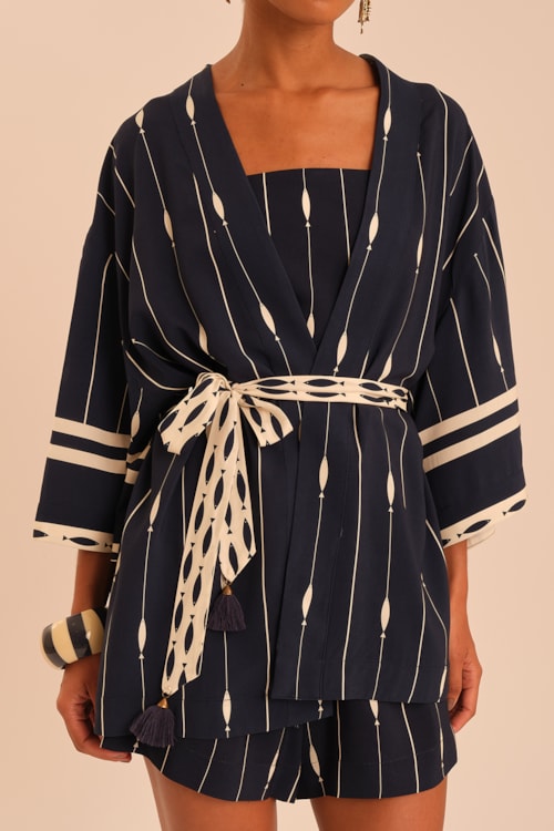 Kimono Barrado Peixes Estampado - foto 7
