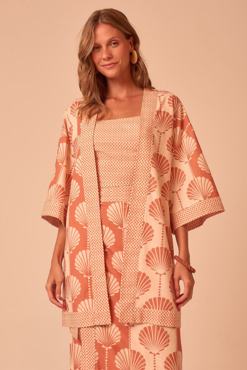 Kimono Concha Bicolor Estampado - foto 4