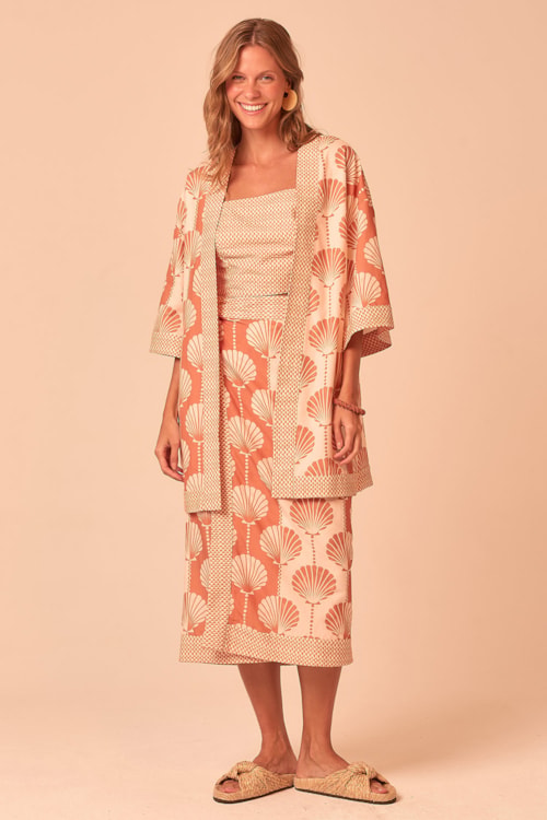 Kimono Concha Bicolor Estampado - foto 1