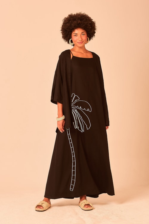Kimono Coqueiro Bordado Preto - foto 2